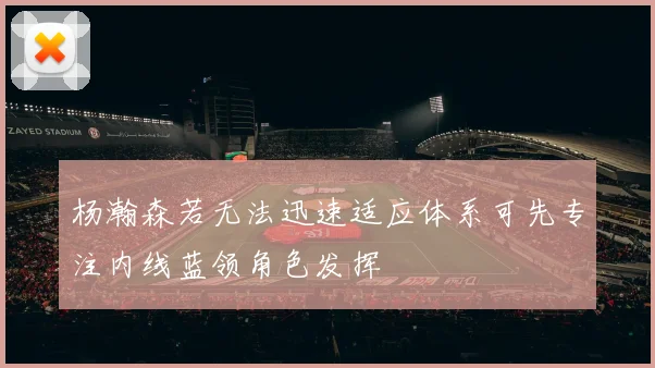 杨瀚森若无法迅速适应体系可先专注内线蓝领角色发挥